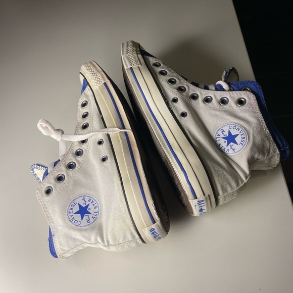 Vintage Converse Chuck Taylor ALL Star Hi High Top Blue Mens double white blue - Picture 6 of 7